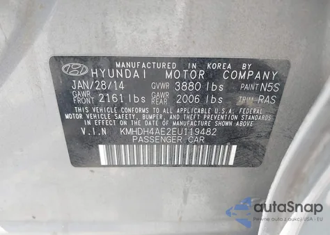 2014 Hyundai Elantra Se из США, поврежденный, VIN KMHDH4AE2EU119482